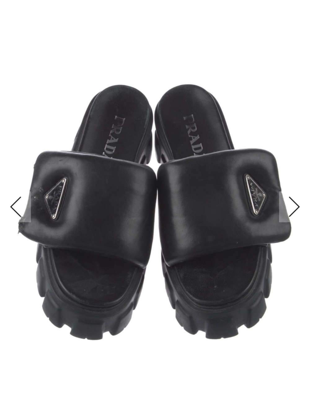 PRADA Padded Napa Leather Platform Slides